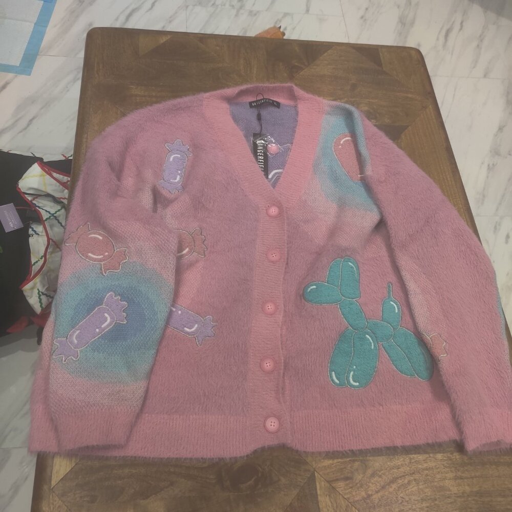 Dangerfield balloon animal  fuzzy sweater size XL New oversized fit